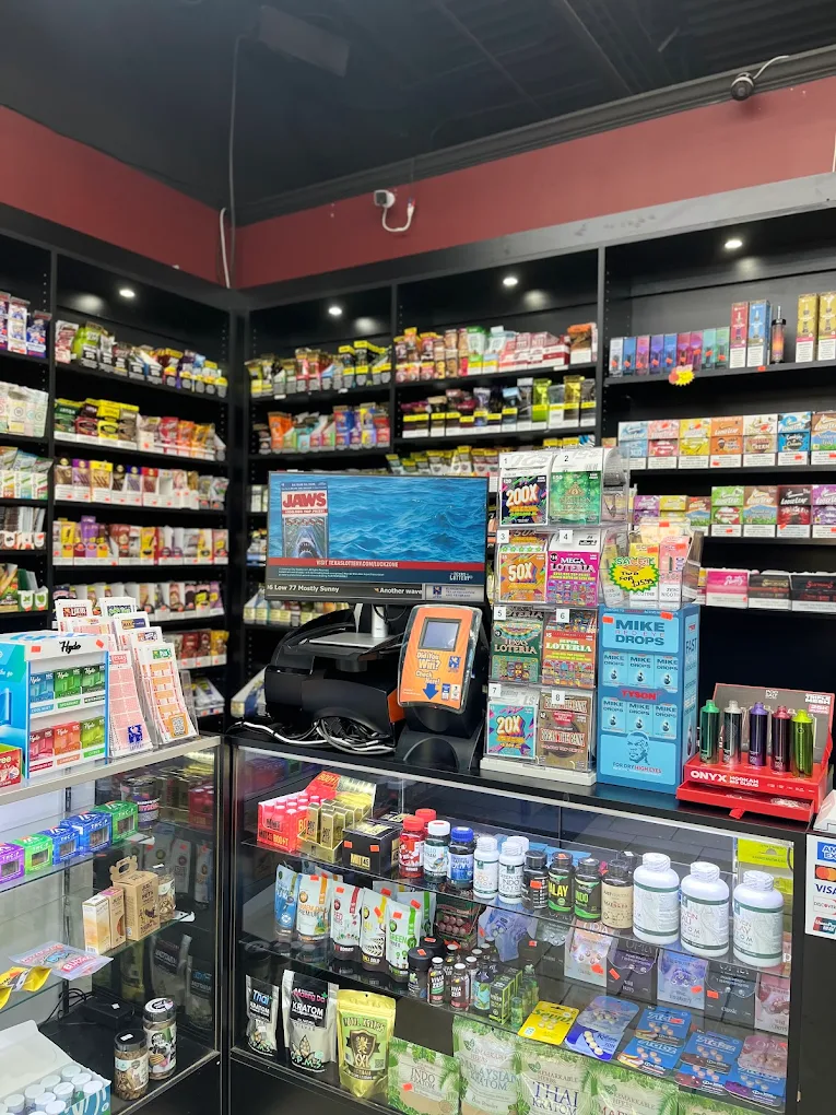 Kratom products displayed inside the smoke shop